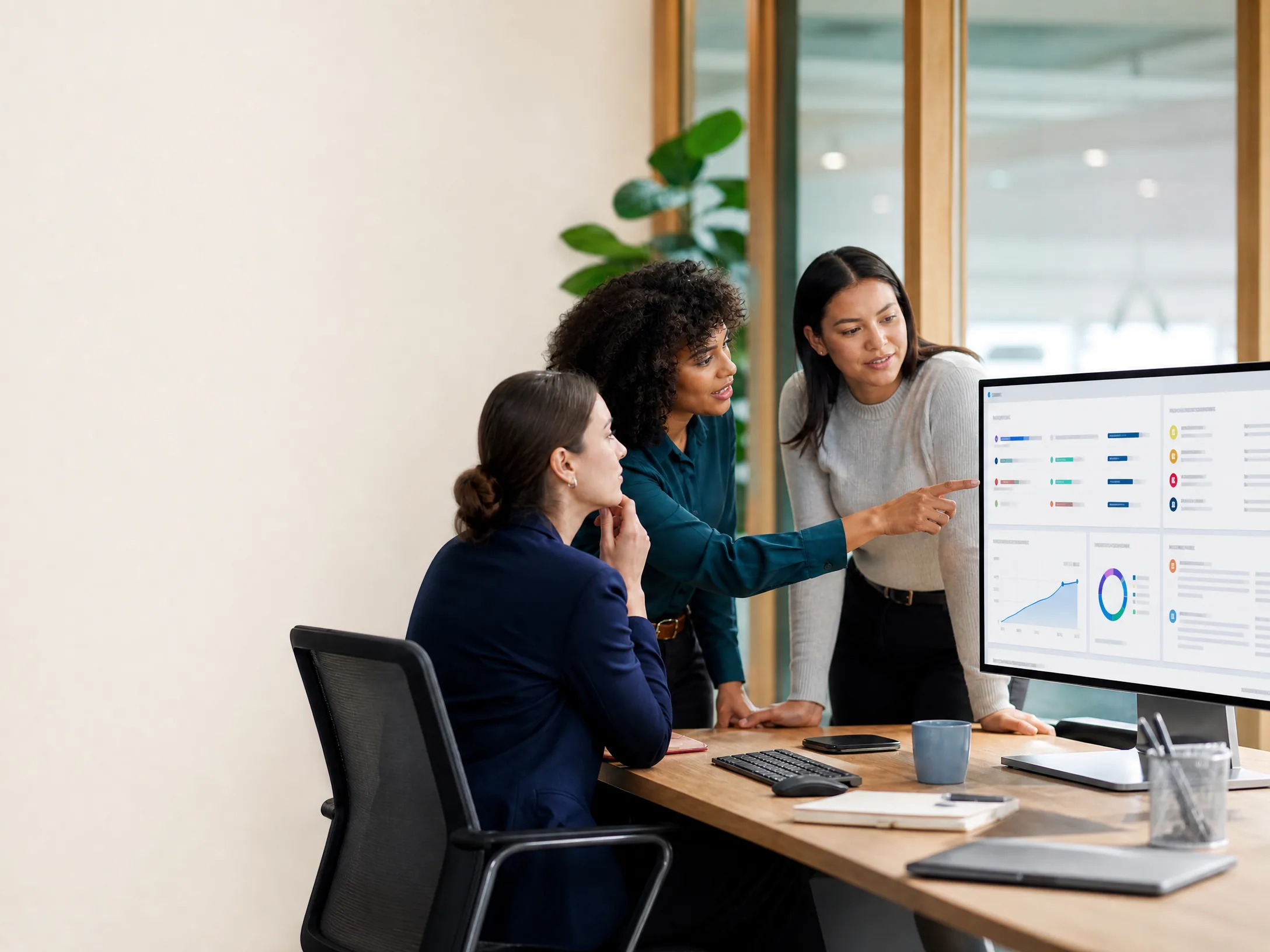 CRM team demonstrating a connected business dashboard